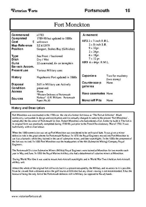 Fort Monckton datasheet